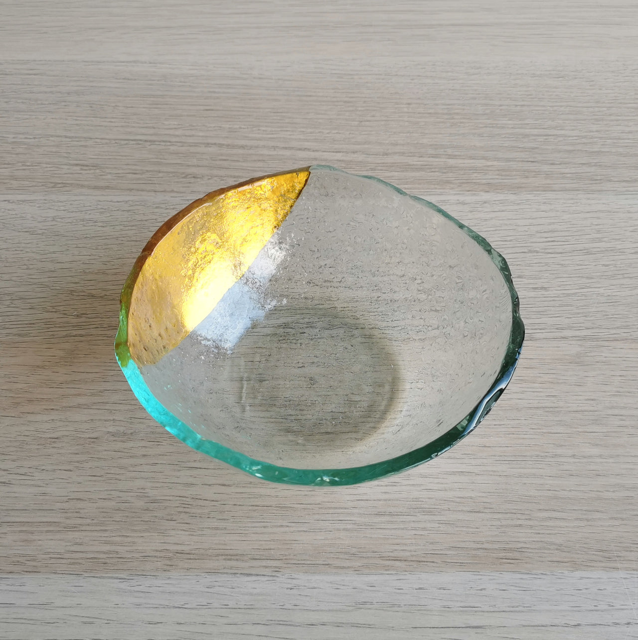 Vanilla Minimalist Transparent&Gold Glass Bowl. Transparent&Gold Glass Cereal Bowl - 5 15/16" (15cm.)