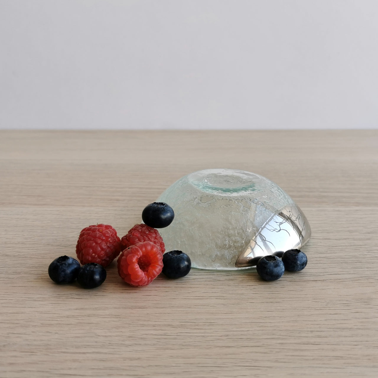 Merry Minimalist Transparent&Platinum Glass Bowl. Small Transparent&Platinum Glass Soy Sauce Bowl - 3 1/8" (8cm.)