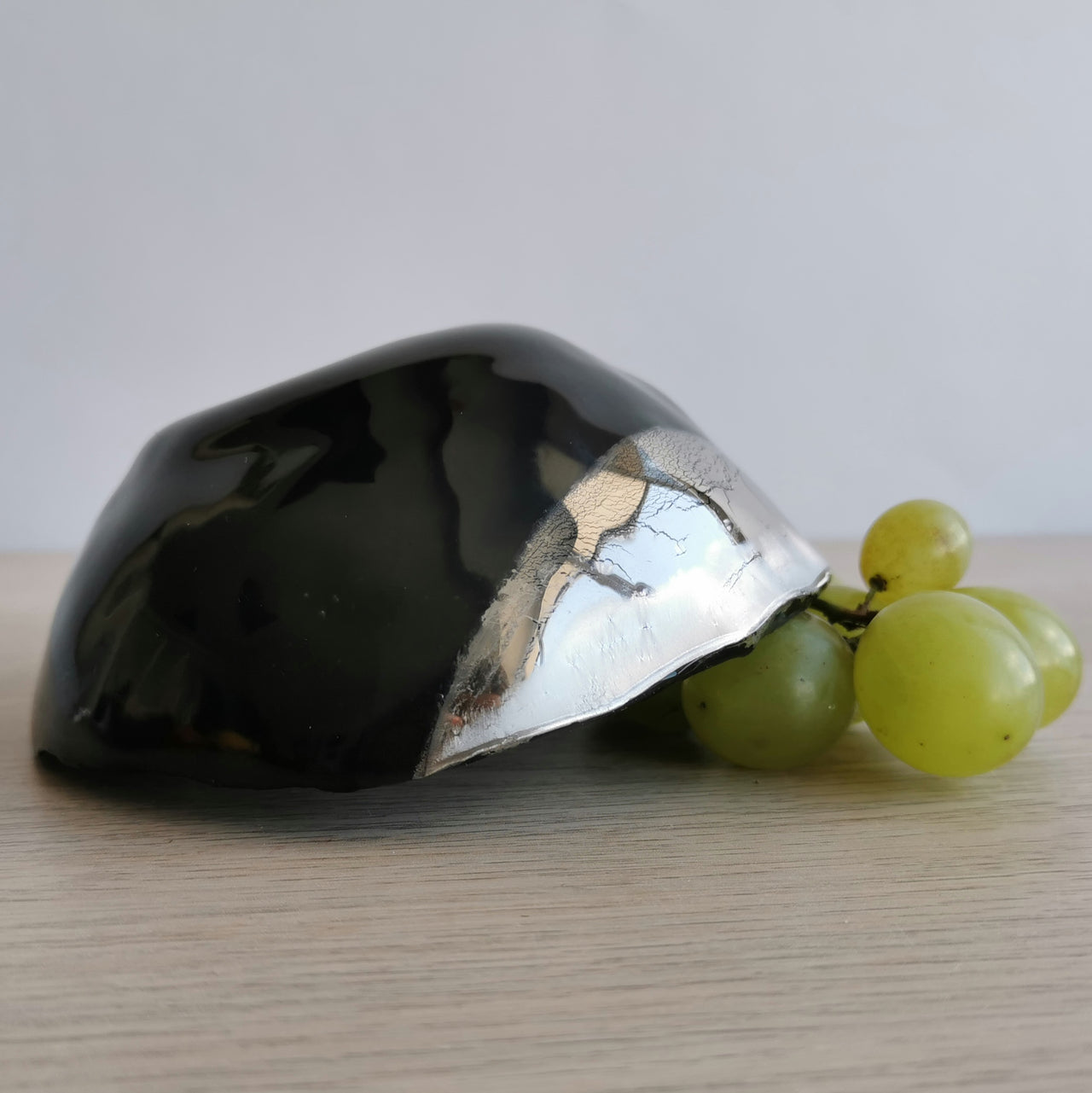 Merry Minimalist Black&Platinum Glass Bowl. Black&Platinum Glass Rice Bowl - 4 15/16" (12,5cm.)