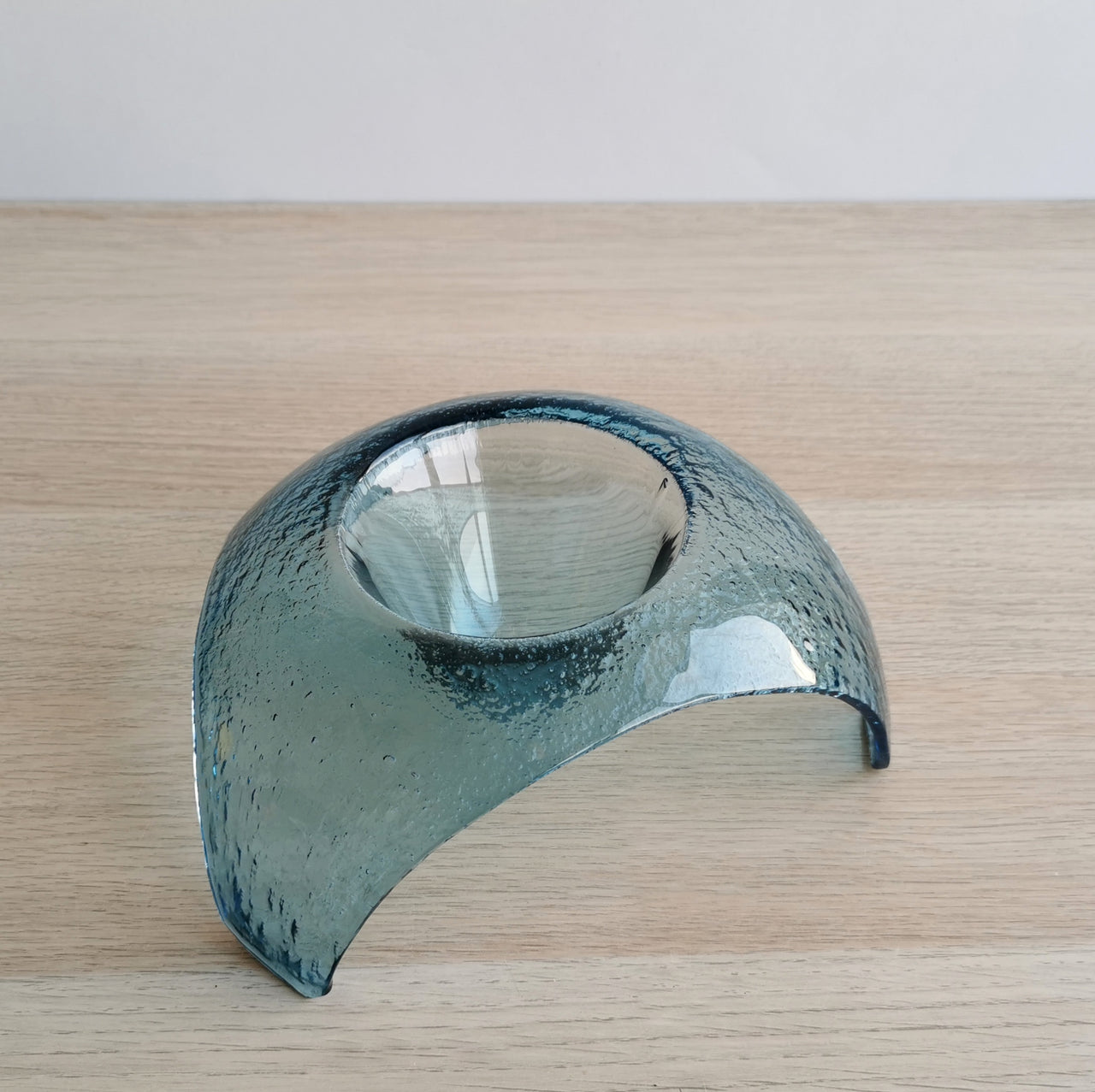 SOL Minimalist Sky Blue Glass Bowl. Artistic One Of A Kind Glass Bowl - 3 15/16" (10cm.)