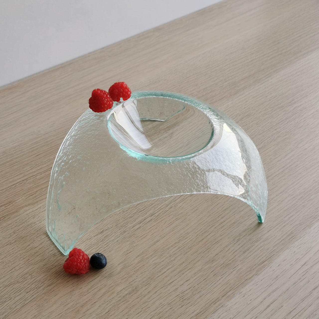 SOL Minimalist Transparent Glass Bowl. Artistic One Of A Kind Glass Bowl - 3 15/16" (10cm.)