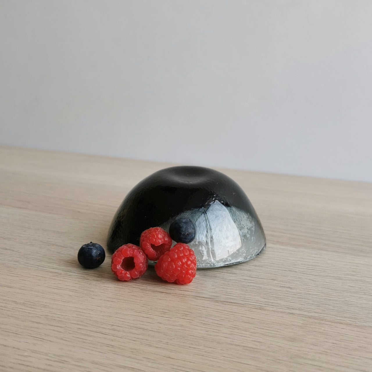 Vanilla Minimalist Black&Transparent Glass Bowl. Small Black&Transparent Glass Deep Sauce Bowl - 4 1/8" (10,5cm.)