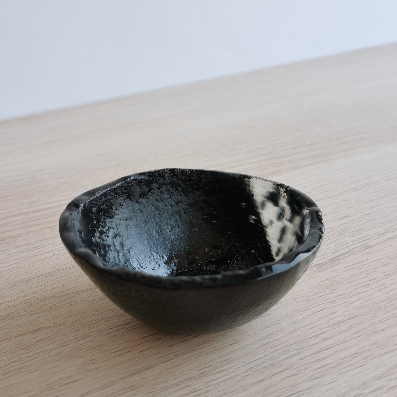 Vanilla Minimalist Jackson Pollock Inspired Black Glass Bowl. Small Black&Jackson Glass Deep Sauce Bowl - 4 1/8" (10,5cm.)