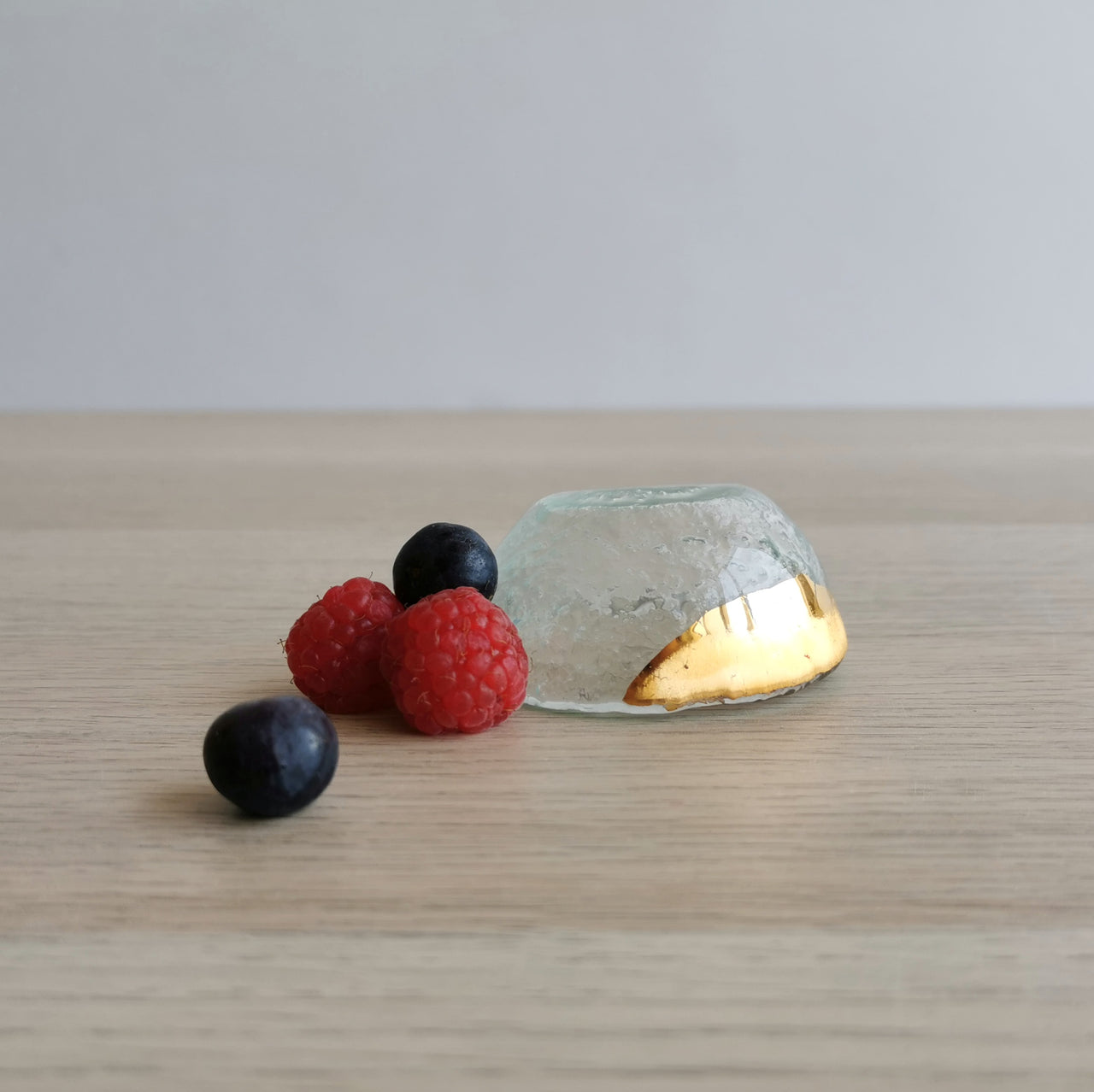 Merry Minimalist Transparent&Gold Glass Bowl. Tiny Transpanet&Gold Glass Olive Oil Bowl - 2 3/8" (6cm.)
