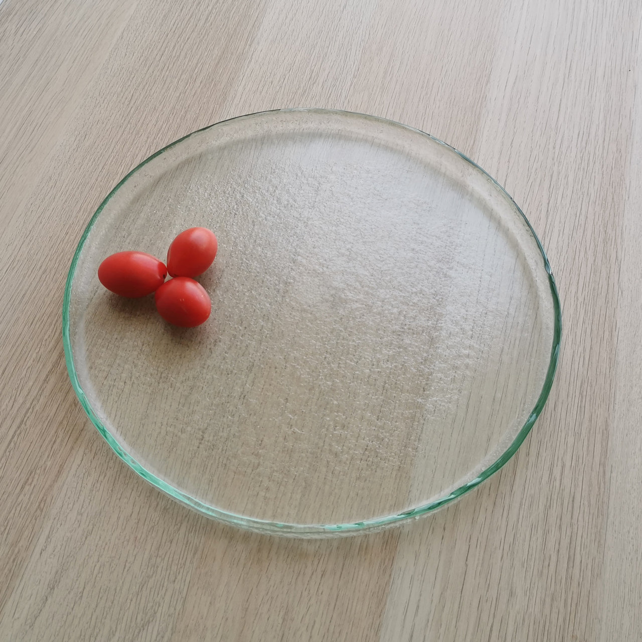 Manhattan Minimalist Clear Glass Platter. Transparent Glass Platter - 12 3/16" (31cm.)