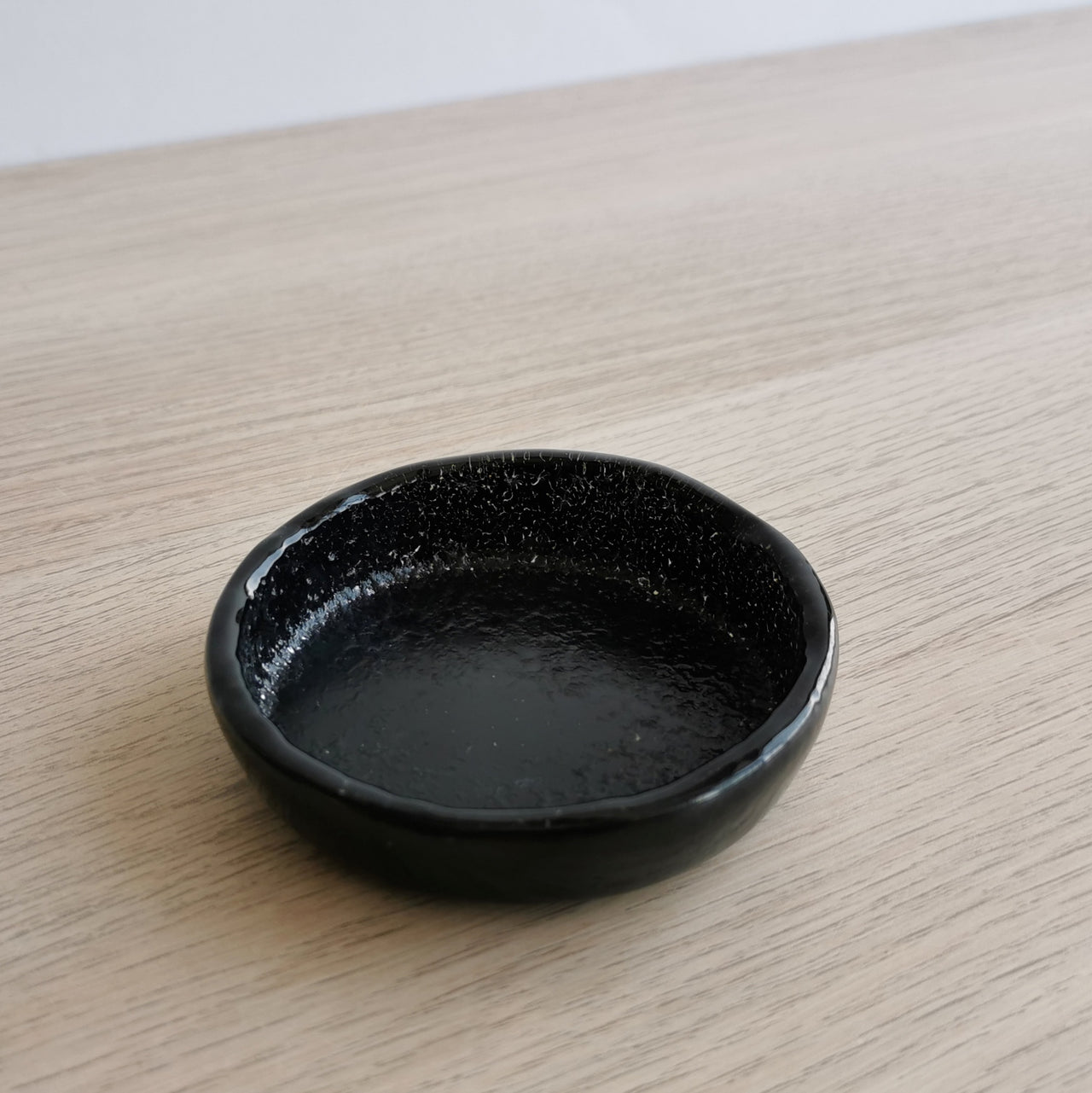 Manhattan Minimalist Black Glass Charger Plate. Small Black Glass Plate - 3 9/16" (9cm.)