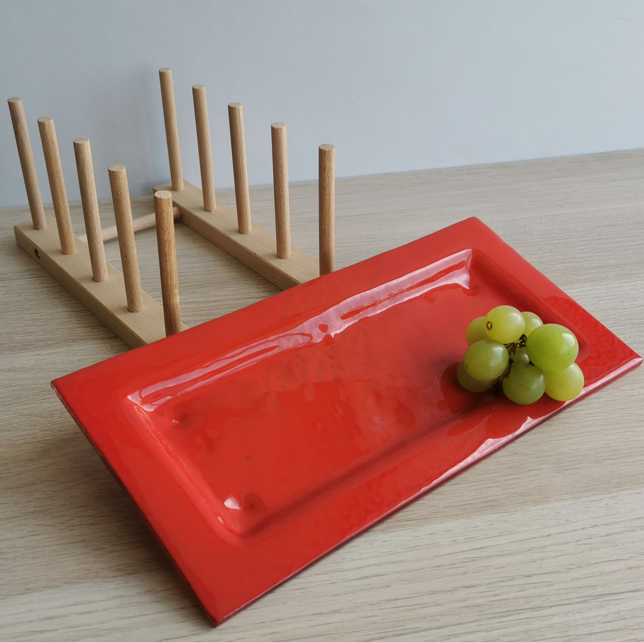 Ginger Minimalist Poppy Glass Plate. Poppy Glass Rectangular Plate - 12 3/16"x5 15/16" (31cm.x15cm.)