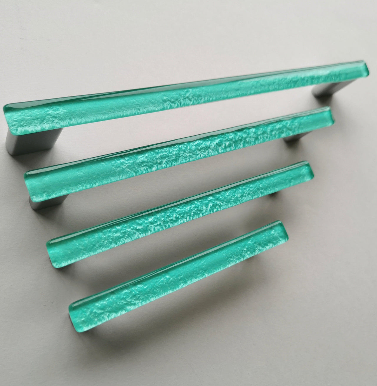 Sea Foam Fused Glass Pull. Artistic Turquoise Furniture Glass Pull - 0041